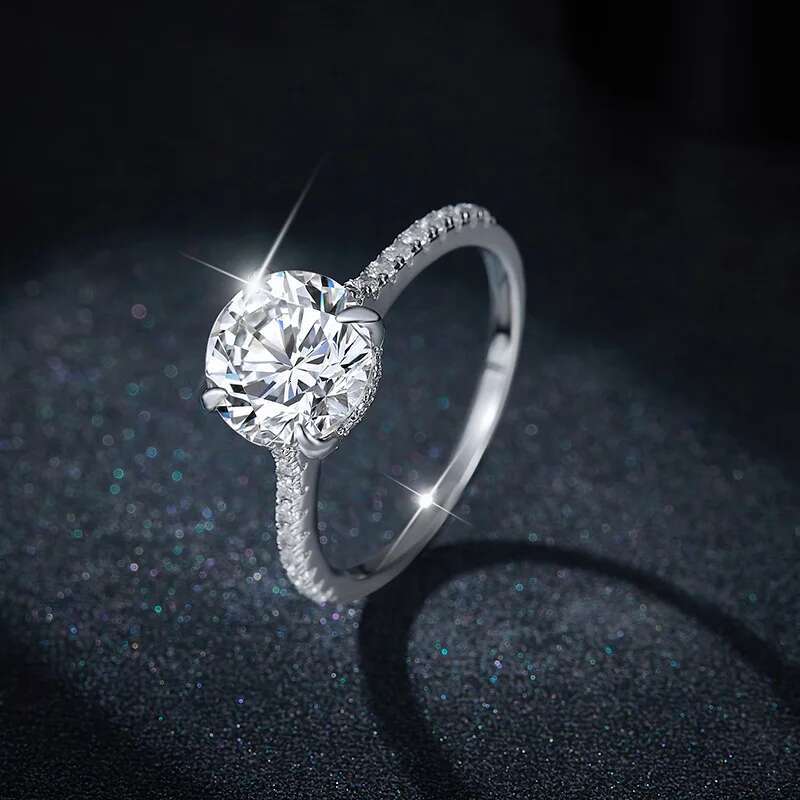 1-4CT Full Moissanite Diamond D Color Womens Ring S925 Sliver 18K White Gold Rings Fine Jewelry for Women Lady