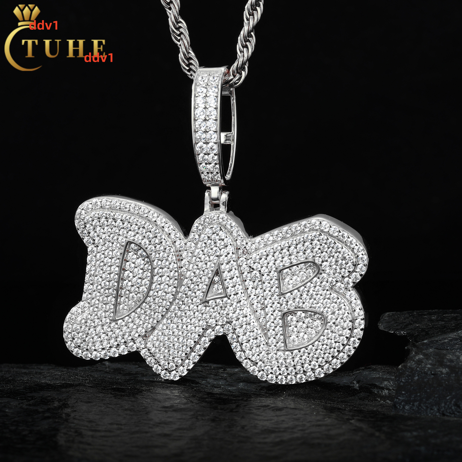 Moissanite Hip Hop Gesture Slang DAB Letter Pendant High Quality Handmade 925 Sterling Silver Lab Mossanite Diamond Mens Jewelry Customizable