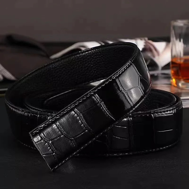 Top pattern automatic buckle belts genuine leather belts top fashion business belts pure cowhide men belt 251031
