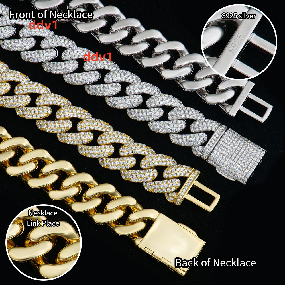 Supplier Top Quality Amazing 3-row Bubble 925 Sterling Silver VVS Moissanite Cuban Link Chain HipHop Jewelry Trendsetter Gift