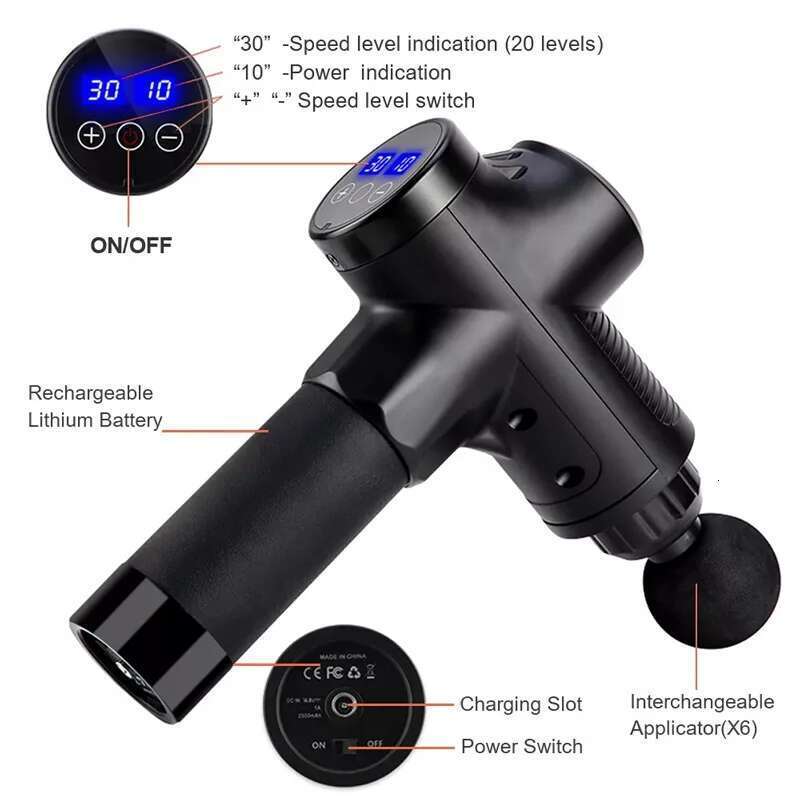 Fascial Massage Gun Electric Percussion Pistol Massager Body Neck Back Deep Tissue Muscle Relaxation Pain Relief Fiess