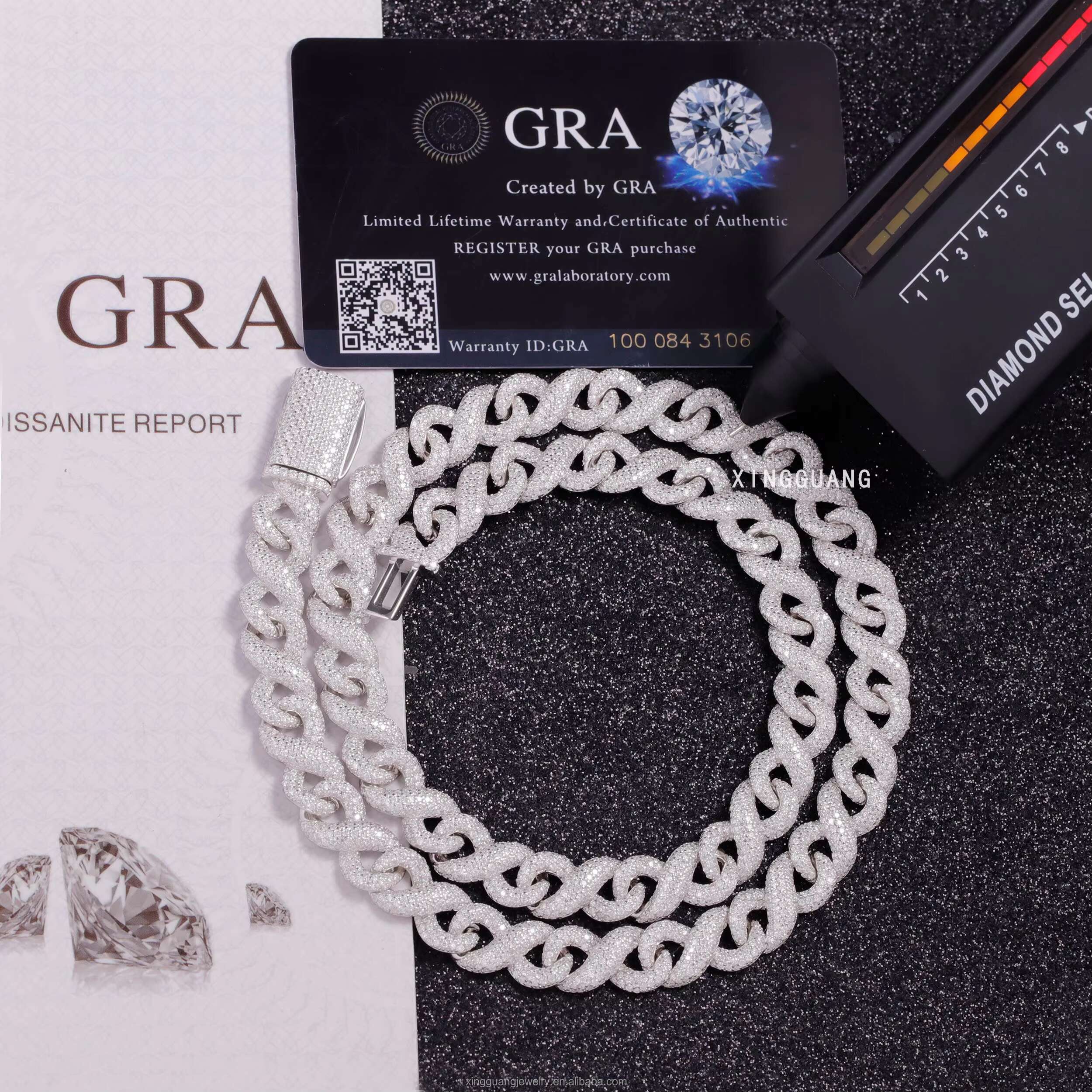 100% Pass Tester Infinite Cuban Chain VVS Moissanite Diamond 10mm 13mm 15mm Sterling Silver Cuban Link Chain Hip Hop Necklace
