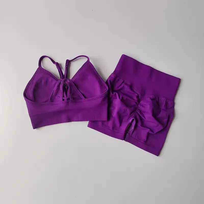 2-piece womens high waisted yoga set sportswear sports bra short sleeved set summerW250411