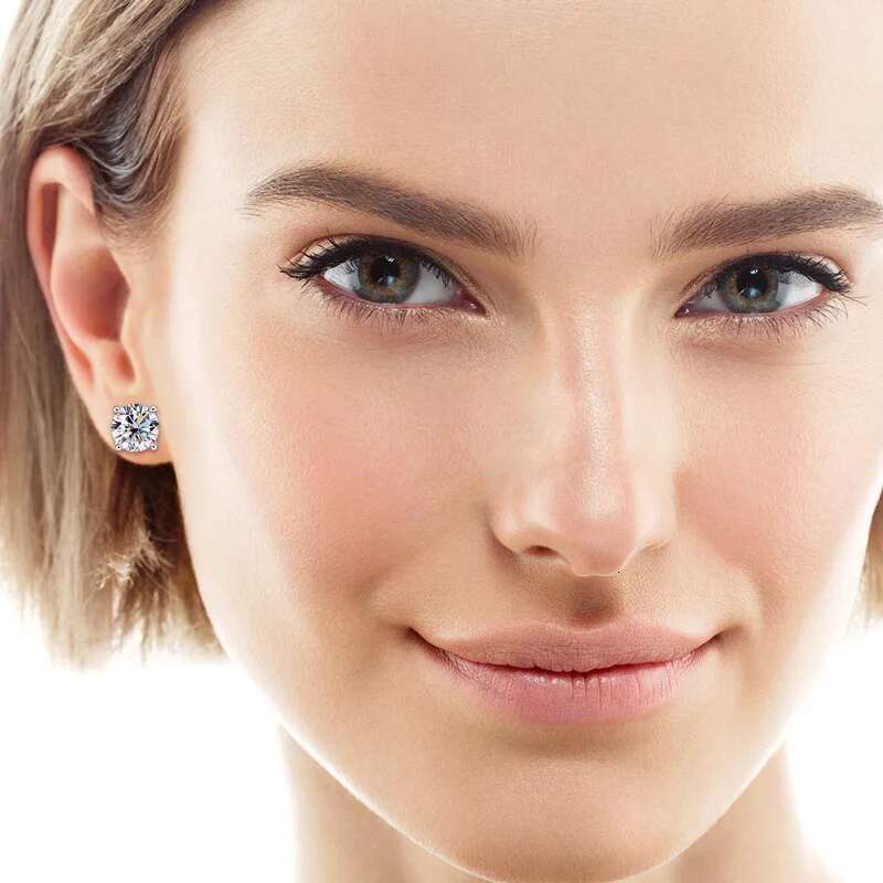 10K 0.1-2CT D Color Moissanite Diamond Stud Womens Earings Pure 10K White Gold Top Quality Earrings for Women Girls Gift