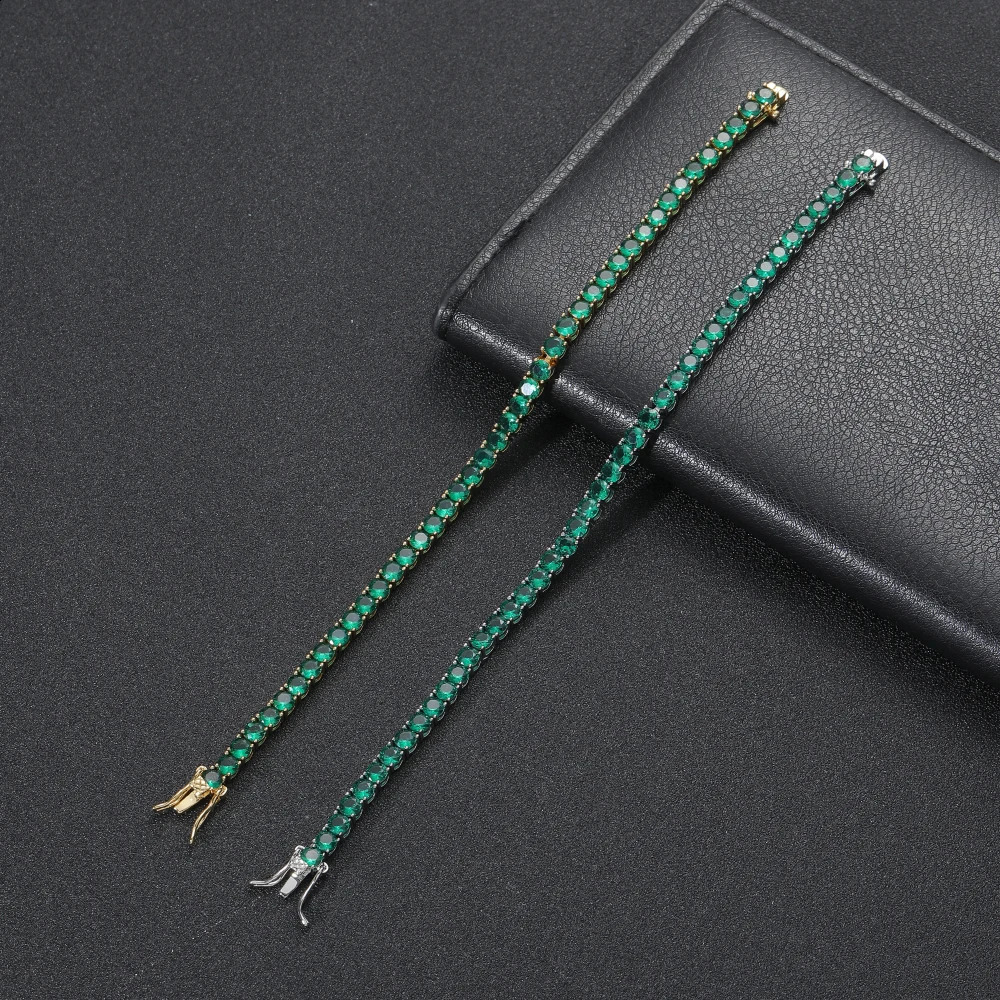 Hip Hop Iced Out Green Zircon tennis bracelet 4mm 7inch 8inch Brass Bracelet Jewelry CZ Bracelet BB203 250408