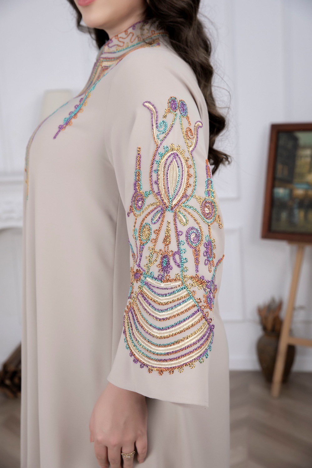 Large size women's new Muslim pullover dress embroidered robe