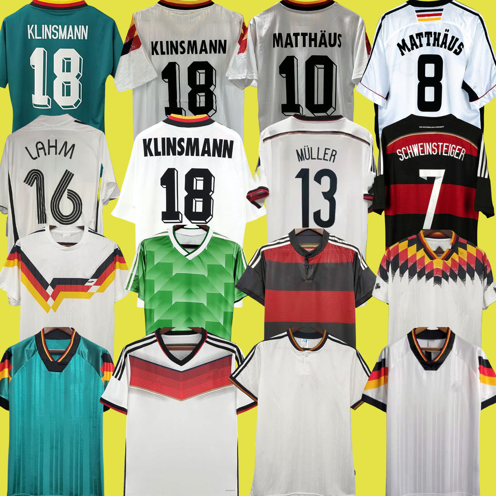 Germanys Vintage Soccer Jerseys 1990 1992 1994 1998 1988 Retro Littbarski BALLACK KLINSMANN Matthias KALKBRENNER 1996 2004 MatthAus HAssler Bierhoff KLOSE shirt