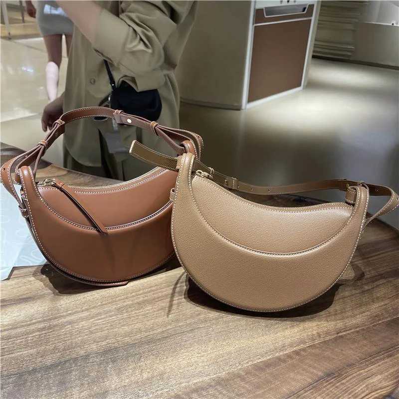 Niche single-shoulder crossbody bags genuine leather womens shoulder bags crescent-shaped bags crescent bagsT251110