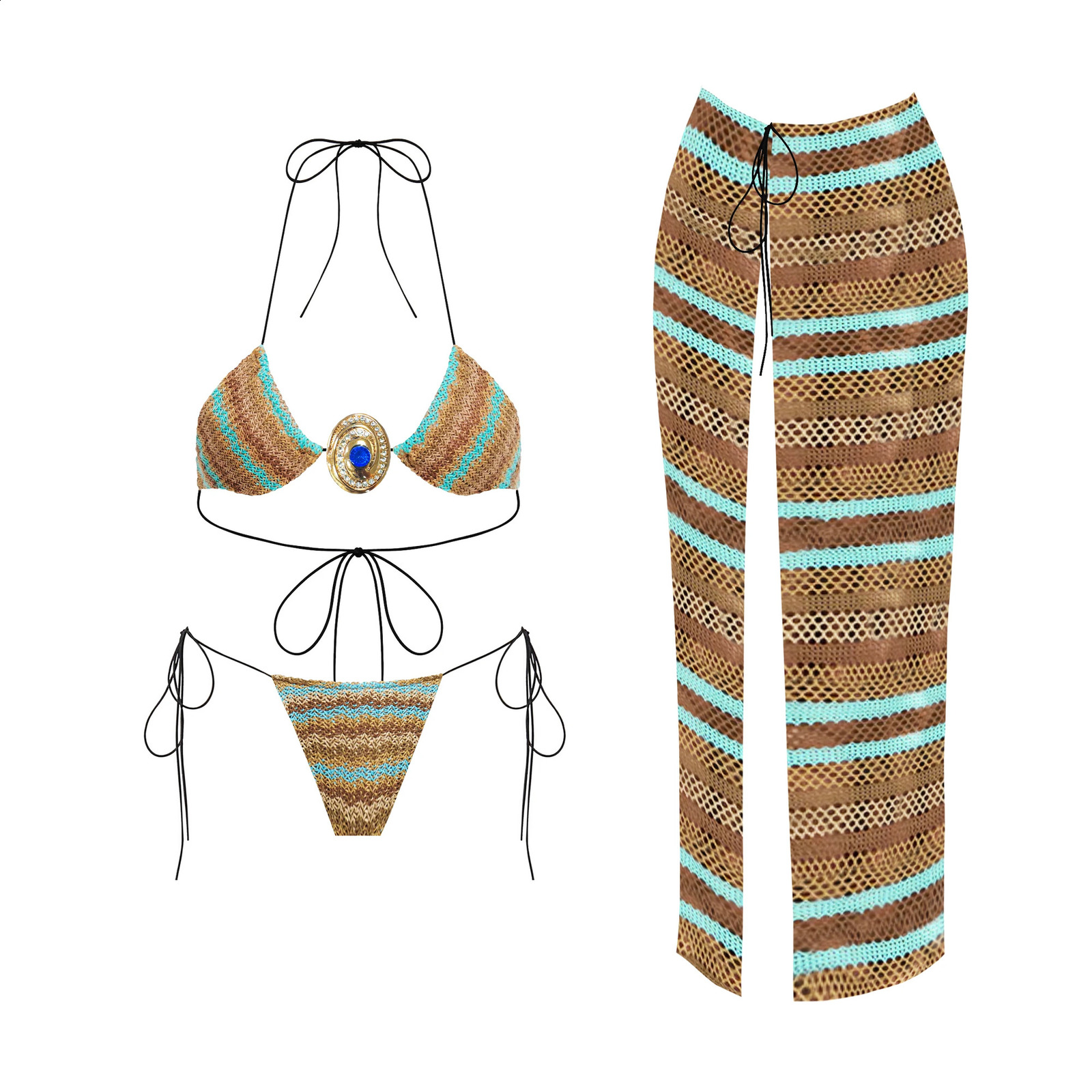 3Pc Shell Bikini Sexy Women Swimsuit With Long Skirt Mirco Swimwear High Cut Biquini Female Bathingsuit Print Bodysuit Beachwear 250410