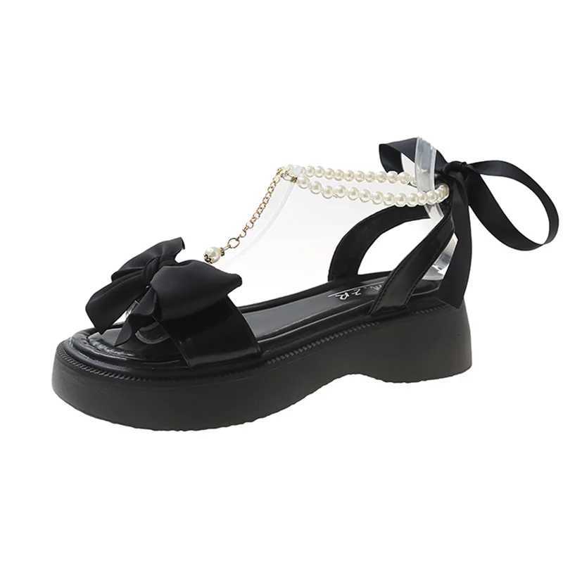 Beige high-heeled sandals Fi womens shoes 2025 black luxurious comfortable smooth new lace suspender summer bow girlXJ250410