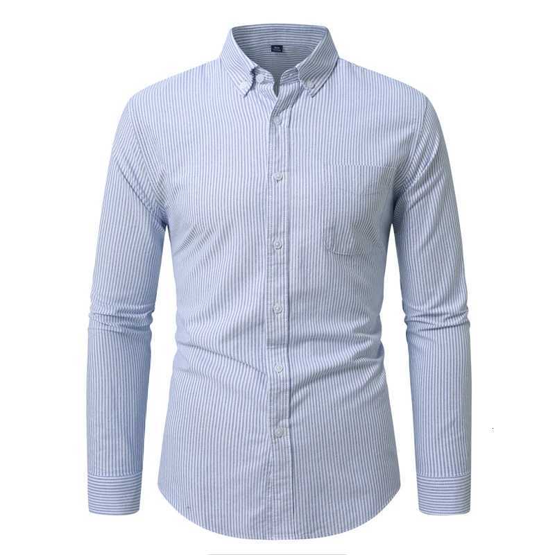 Mens hard-wearing high-quality cotton shirts long-sleeved shirts solid color and striped shirts K251110