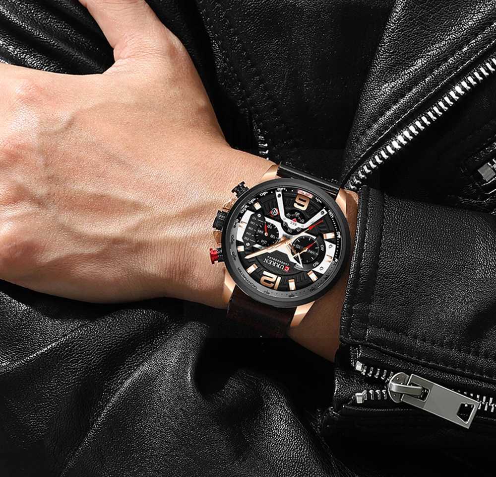 Relogio Masculino 2021 Mens Top Luxury Mens Military Sports Wrist Leather Quartz erkek saat Curren 8329 W250410