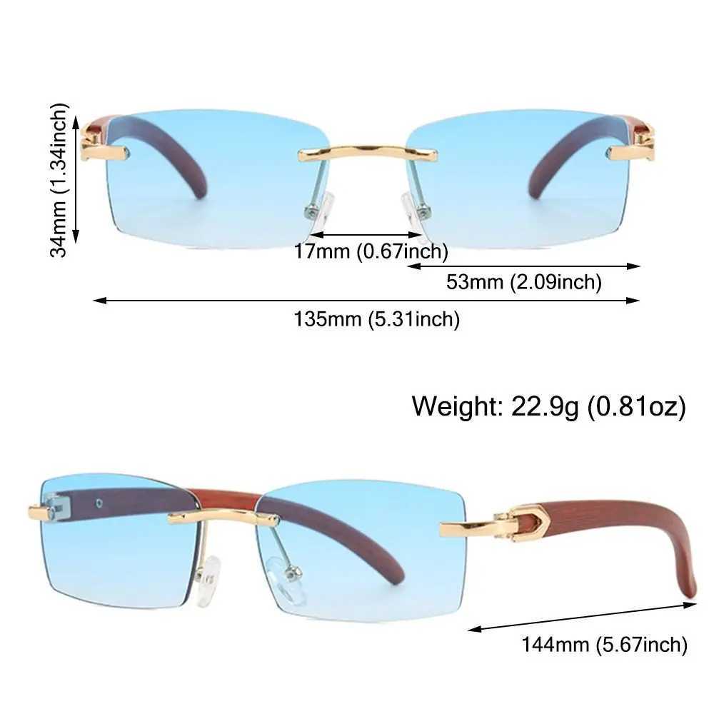 Trendy Punk Sunglasses Rimless Rectangle Sun Glasses for Men Women Fashion UV400 Driving Shades Frameless Gradient EyewearC250412