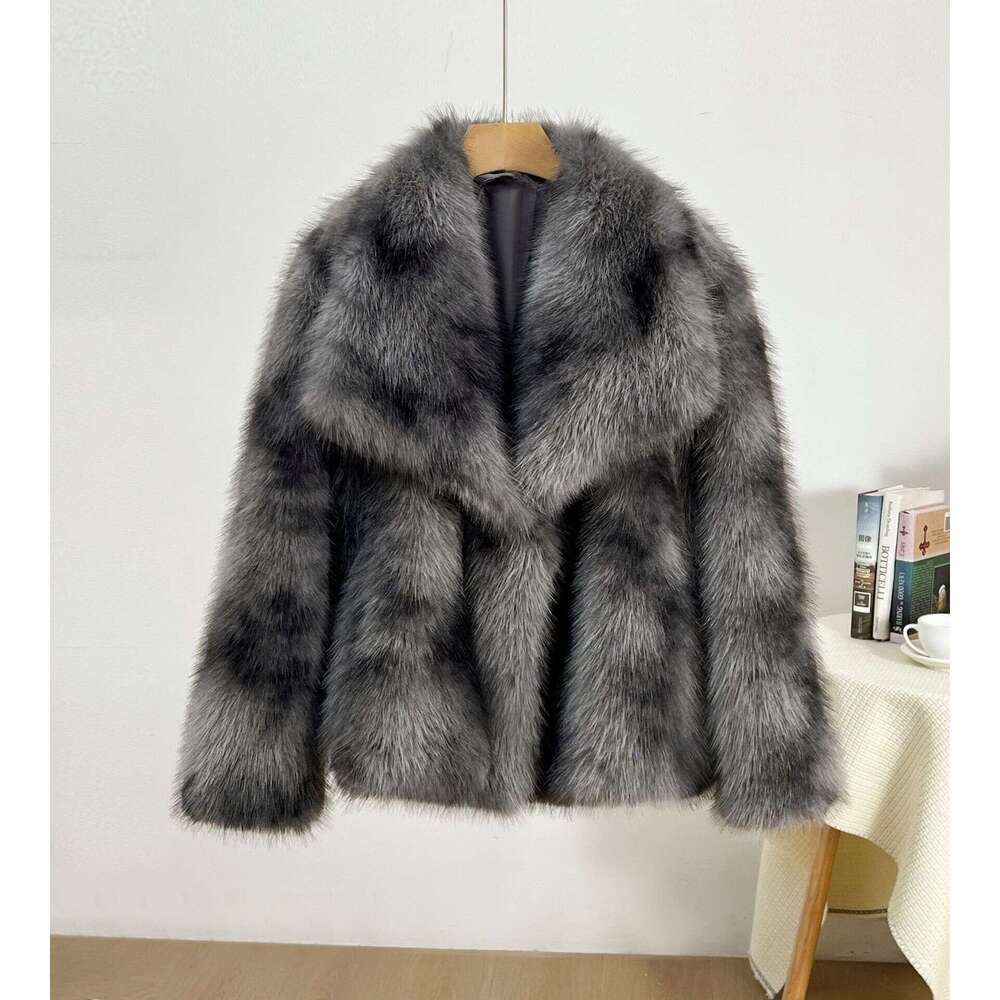 Women's Elegant Jacket With Buckle Faux Fur Trim - Grey/Black/White Plaid Collar Coat, Short Length Winter Warm Outerwear, Hine Washable For Casu