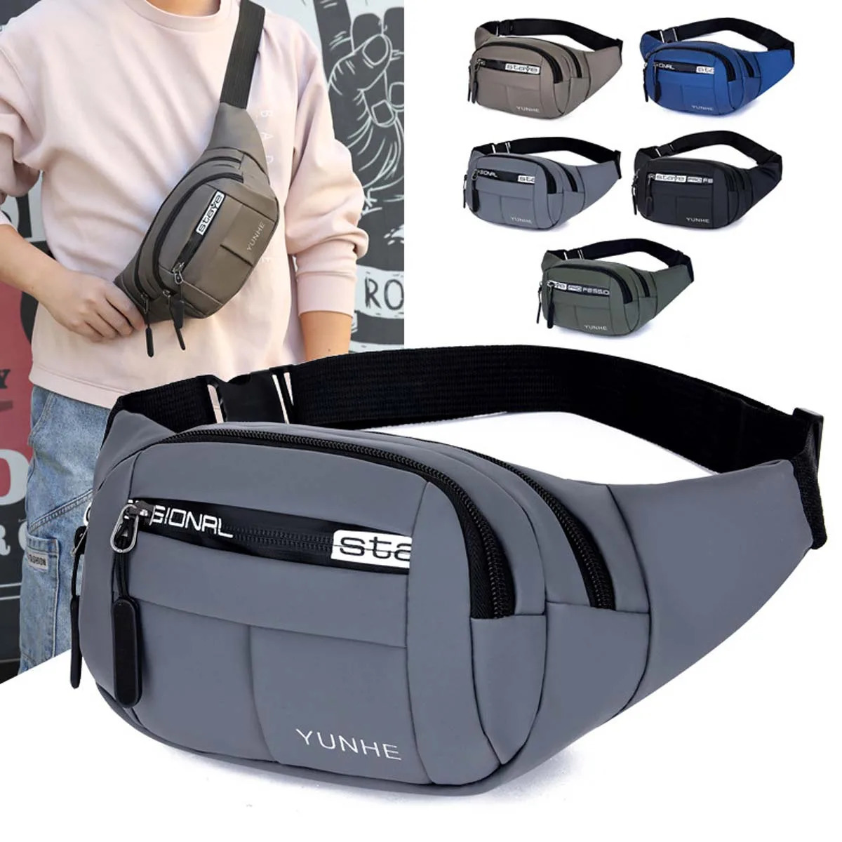 Outdoor Waist Bag Waterproof Bum Running Jogging Belt Pouch Zip Fanny Pack Mobile Phone Oxford Cloth Chest 251110