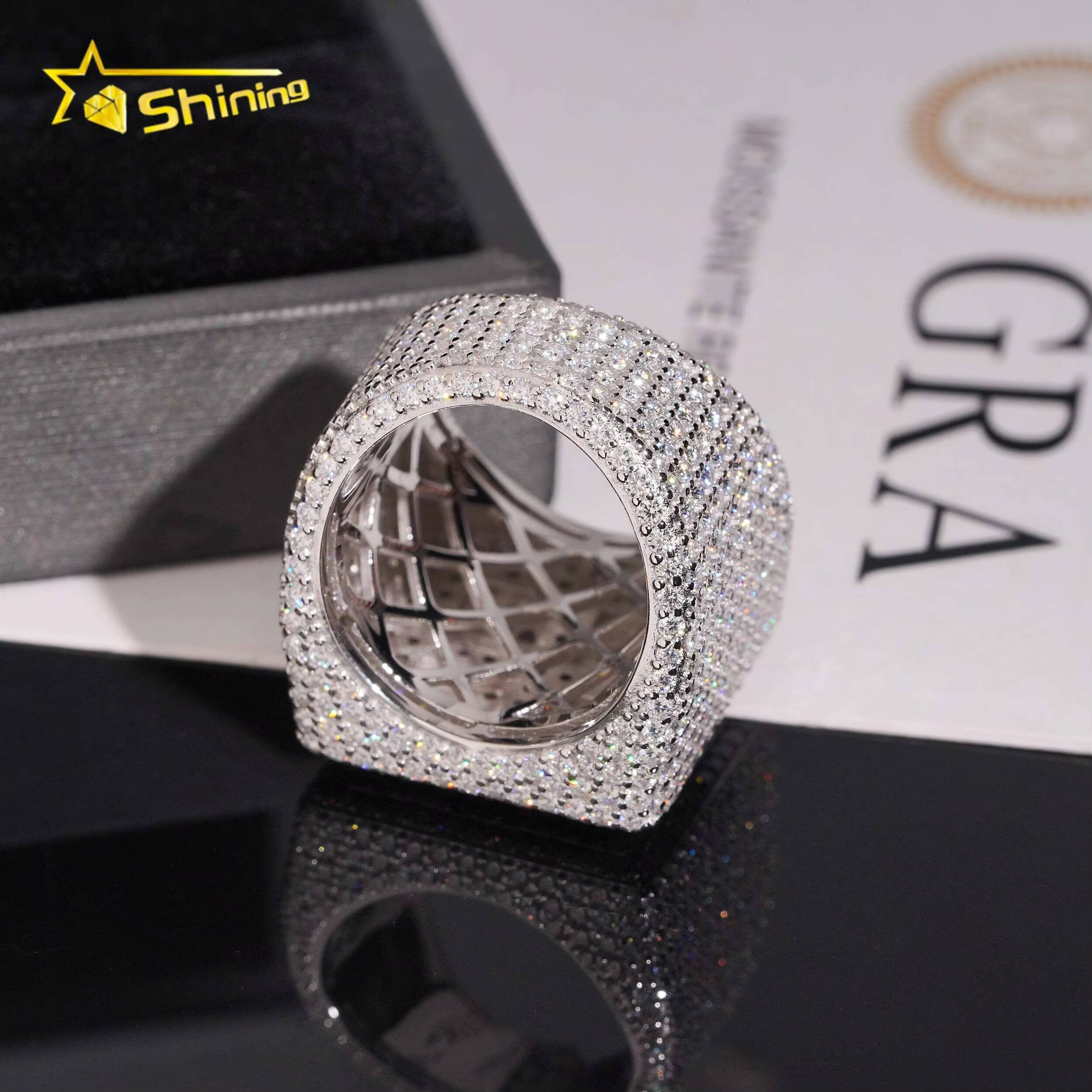 Pass Diamond Tester New Design Hip Hop Jewelry Solid 925 Sterling Silver VVS Moissanite Fully Iced Out Ring