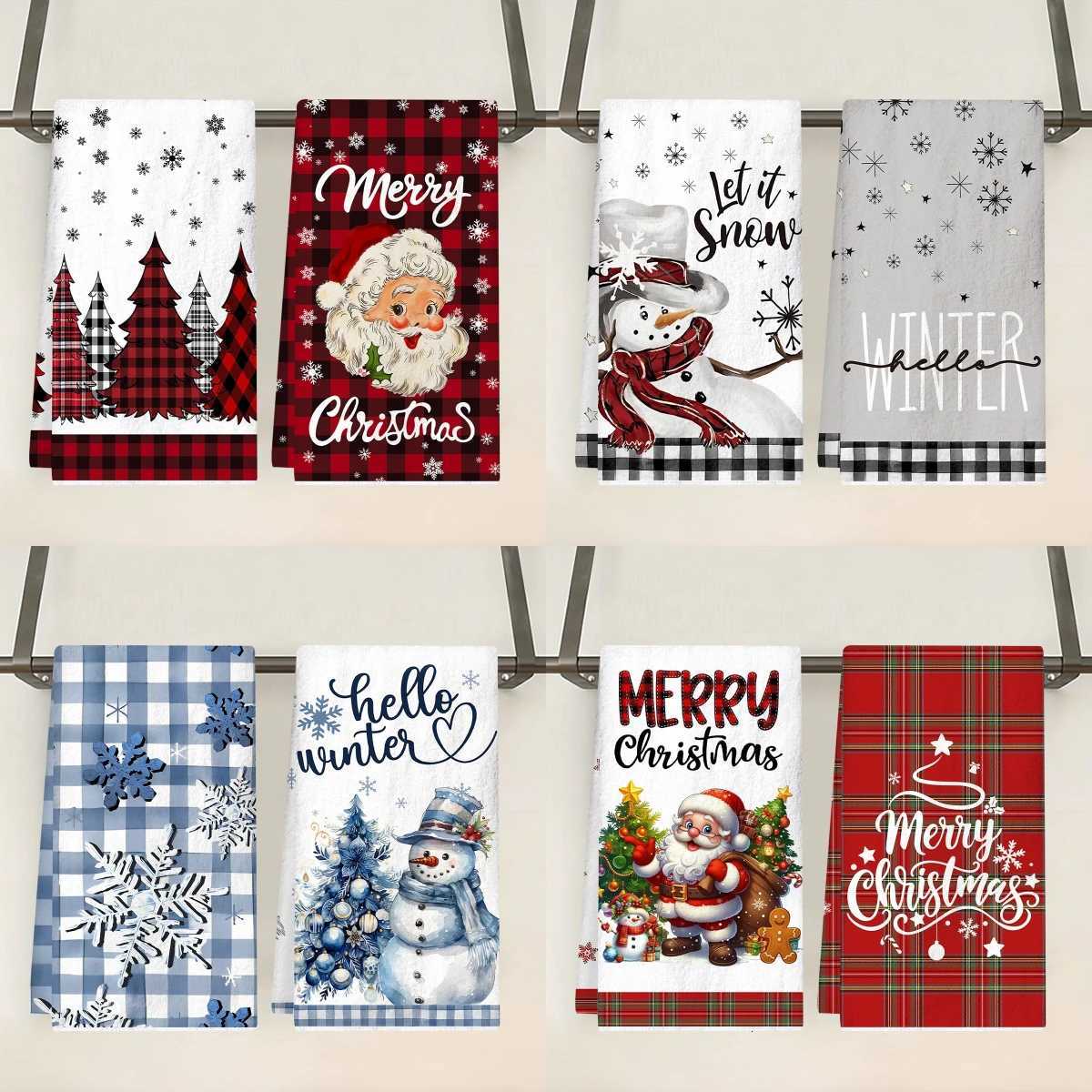 2pcs Christmas Kitchen Towels Merry Christmas Decoration 2025 Xmas Santa Claus Dish Towel Navidad Natal Gifts New Year 2026M251111