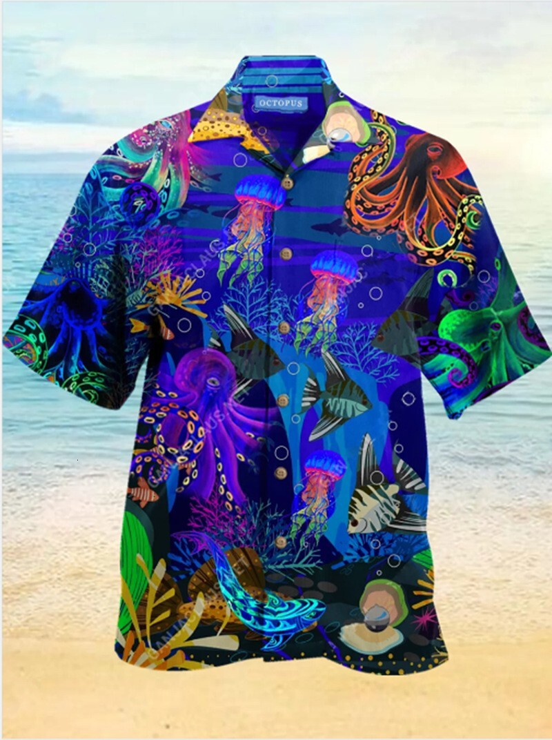 Mens summer casual printed Hawaiian shirt Mens vacation seaside trade direct