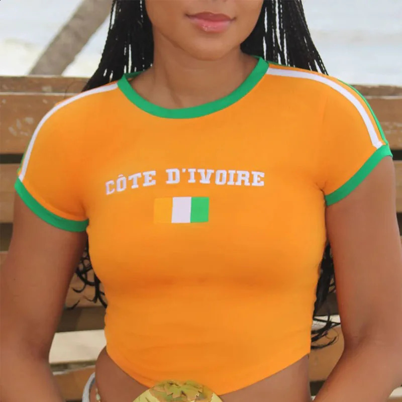 Spring/Summer Womens Aesthetic Short Top Retro Casual Sports Short Sleeve T-shirt Gothic T-shirt Y2K Street Fashion Clothing 250411