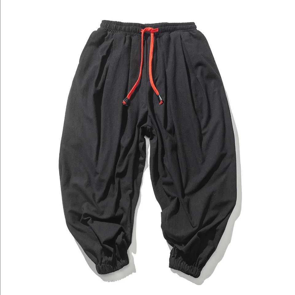 Mens loose harem pants Chinese linen overweight sports pants high-quality casual brand oversized mens styleXJ250410