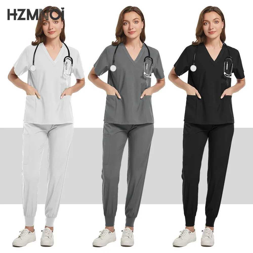 Solid Color Beauty Sn Nursing Uniform Jogging Pants Spa Uniform Pet Hospital Doctor Scrubs Women Uniform Dentist Work Clothes X250410