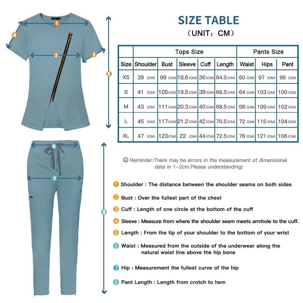 Womens medical nurse workwear frosted unified operating room top and pants fashionable beauty pet veterinarian zipper healthcare kit X2504101