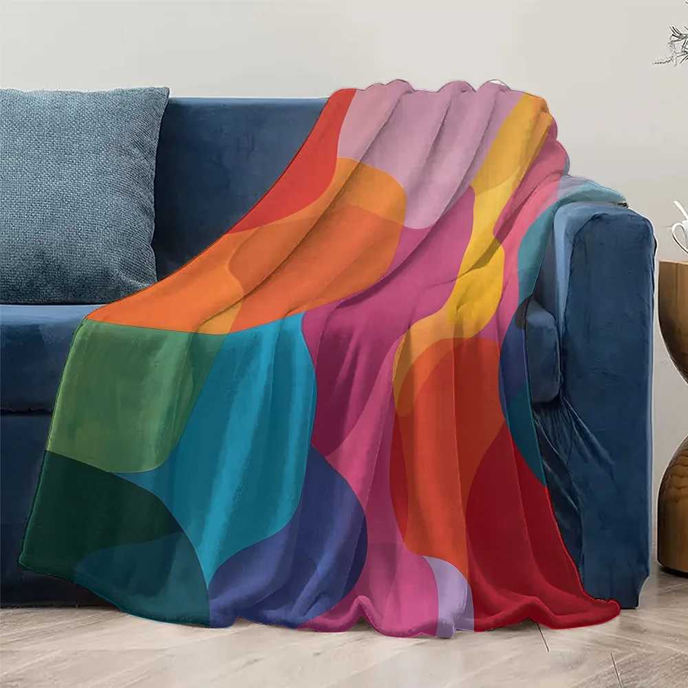 Vibrant Colorful Abstract Geometric Throw Blanket Soft Plush Sofa Bed Decorative Throw Cushion Cover C251111