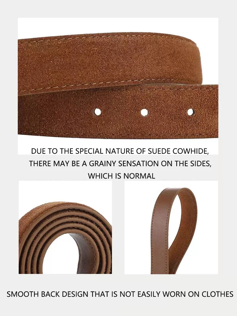 Suede Leather Belt for Women Gold/Sliver Alloy Buckle Ladies Trendy Belts with Casual Jeans Dress Coats 251110