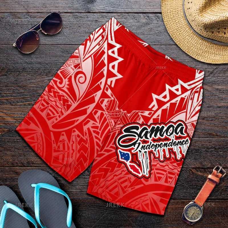 New Harajuku 3D Samoa Badge Printing Beach Shorts Fashion Street Clothing Board Shorts Neutral Cool Swimming ShortsW250410