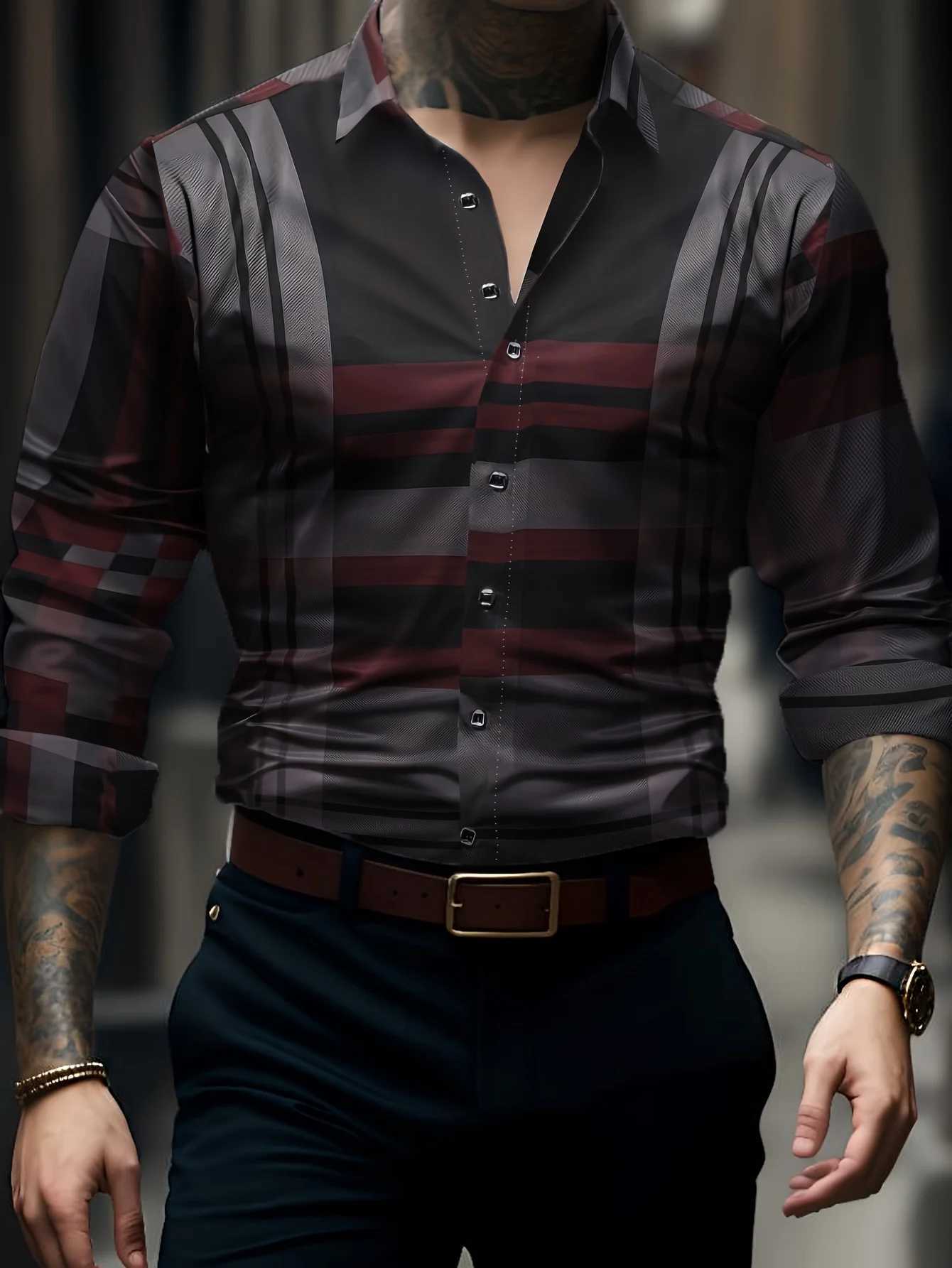 Mens Stylish Long Sleeve Casual Lapel Shirts Casual Tops Breathable Full Sleeve Shirt For Men Daily Basic Business Shirt K251110