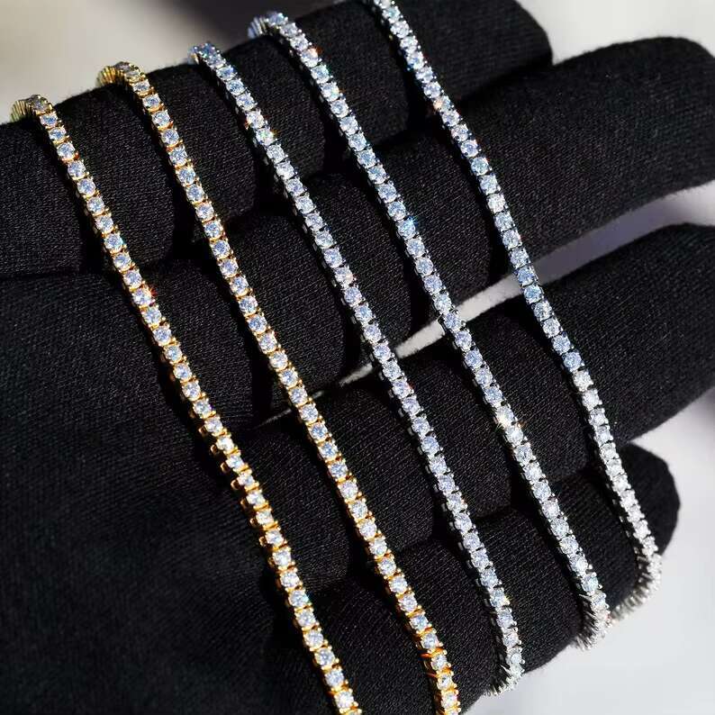 Custom 2mm Hiphop Tennis Bracelet Vvs Moissanite Diamond Bracelet Womens 925 Moissanite Tennis Chain