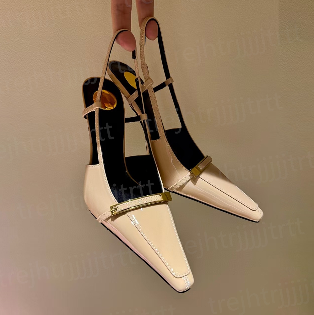 Elegant Womens Stiletto Heel sandals Patent Leather Pointed Toes Slingbacks Dress Shoes party evenings shoes Luxury designer high shoes Sizes 35-40 wi