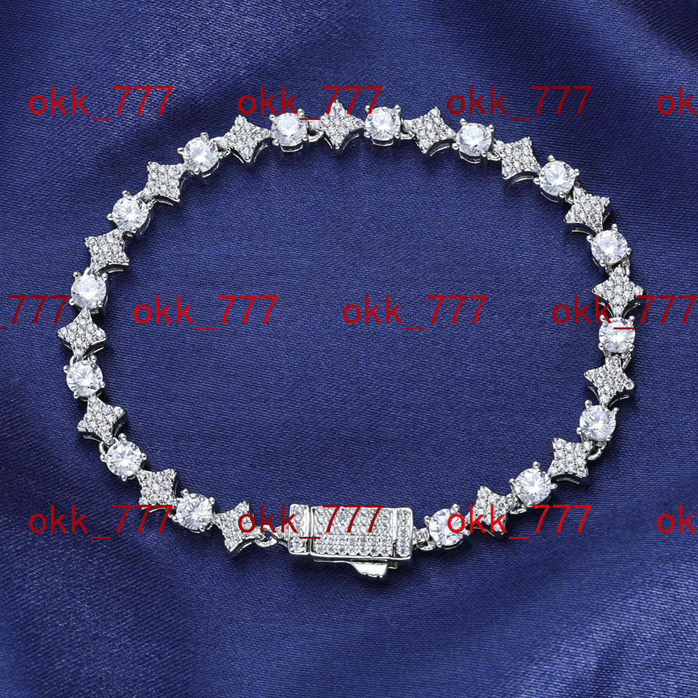 Wholesale Trendy Jewelry 925 Sterling Silver Moissanite Cross Star Tennis Chain Bracelet for Men Parties