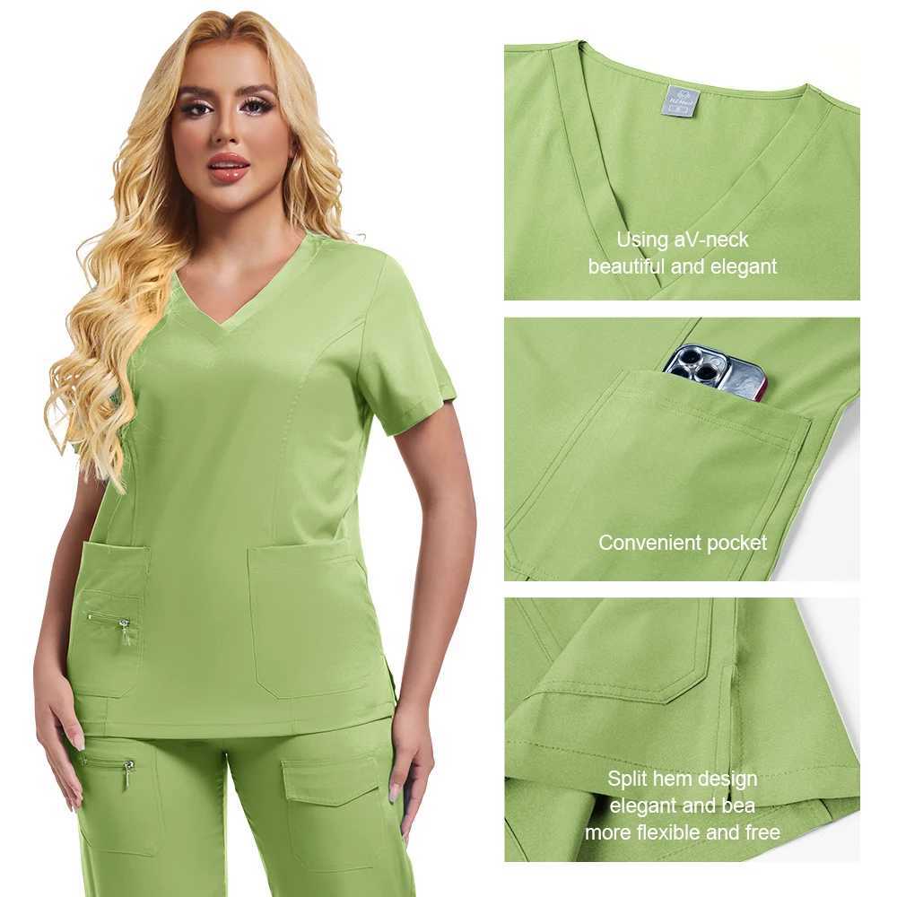 Nurse Scrubs New Fashion Medical Scrub Soft Breathable Jogger Pants Set Surgical Uniforms Woman Nursing Clinical Doctor Workwear X2504109