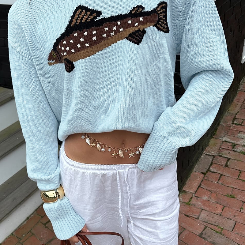 Women's color-block pullover sweater, a long-sleeved, loose-fitting, versatile comfortable sweater is a bestseller, ideal for festivals, vacation