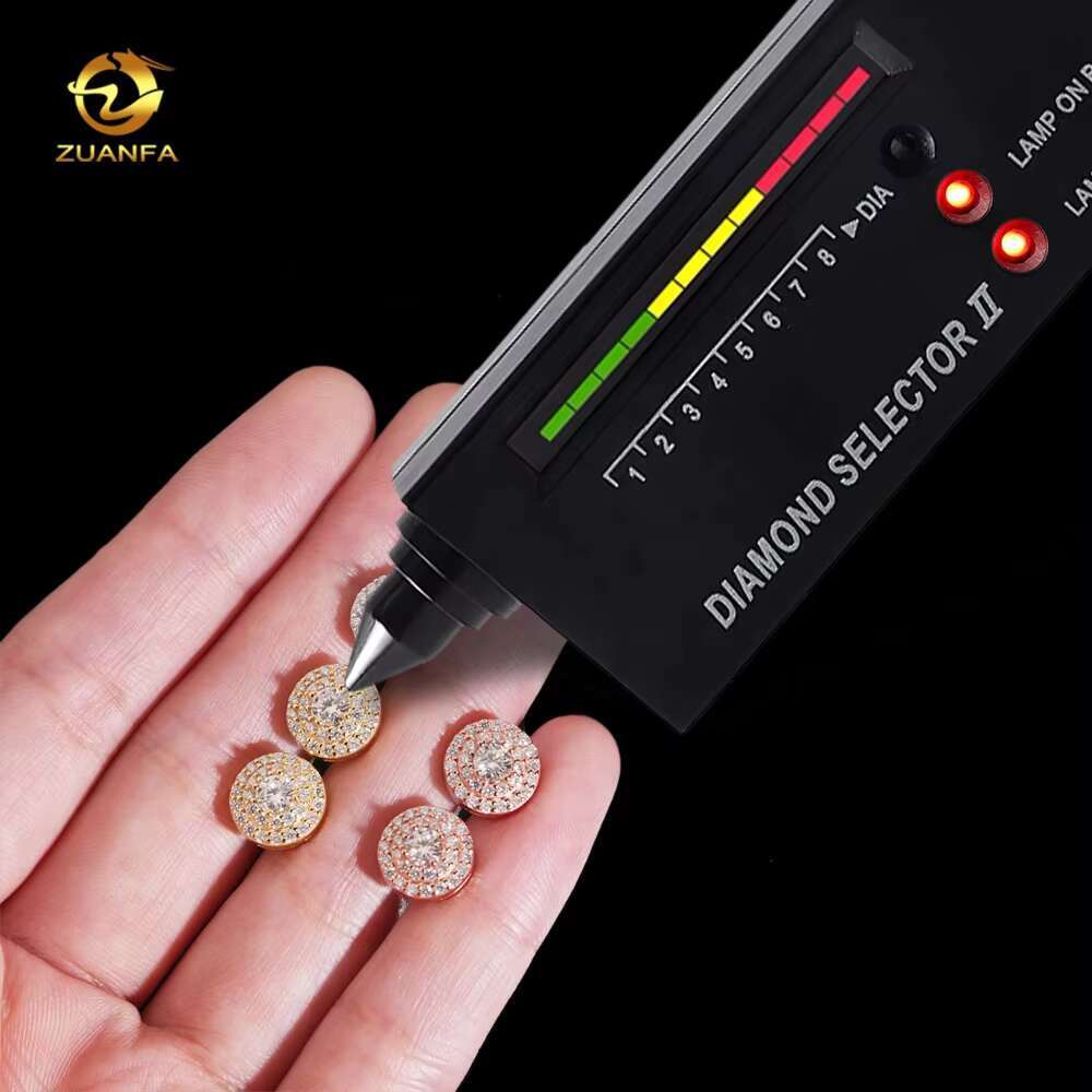 Pass Diamond Tester Fashion Stud 925 Sterling Silver Hip Hop Round Iced Out VVS Moissanite Earrings