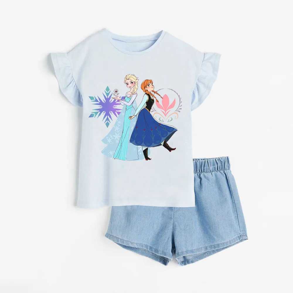 2 Summer Preschool Girls Clothing Set 1-6 Baby Girls Casual T-shirt+Shorts Childrens Girls Clothing Baby Holiday ClothingXJ250410