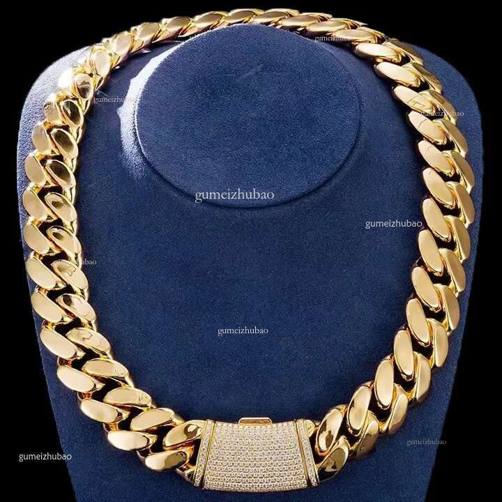 All Size 8mm 10mm 18mm Chain Plain Sier Moissanite Clasp Gold Plated Miami Cuban k