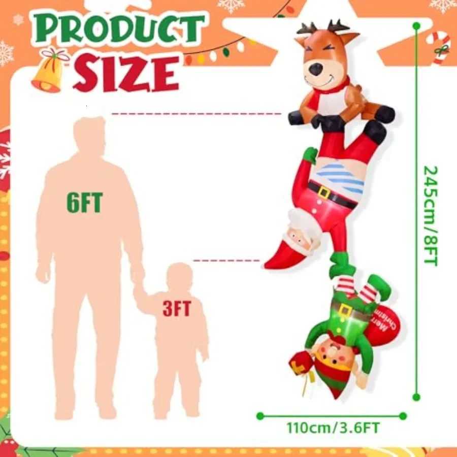 Christmas 8 FT Inflatable Christmas Decorations Outdoor Funny Christmas Inflatables Reindeer Pulling Climbing Santa and Falling Elf Chris Y251111