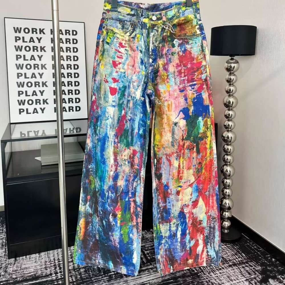 Women's Wear Women's Wear New Heavy Industry 3D Visual Printing AC Trendy Brand Street Style Straight Leg Jeans Men's And Women's 