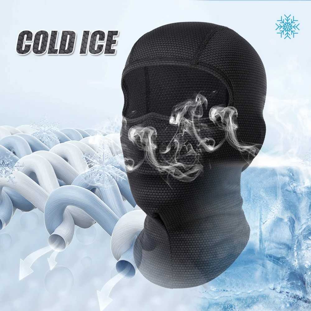 Motorcycle Cooling Full Face Mask Summer Breathable Motorbike Riding Hood Neck Cover Motocross Cycling Helmet Headgear S251110