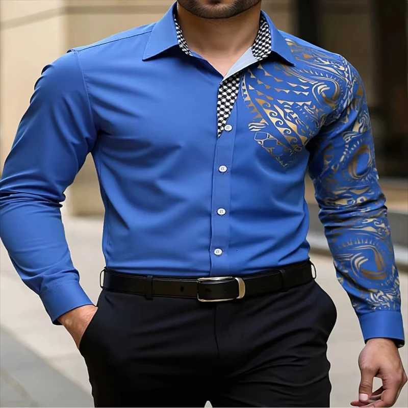 2025 Mens Casual Button Shirt Long Sleeve Lapel Top Spring Autumn Wedding Party Wear Blue Black Red 6XL K251110