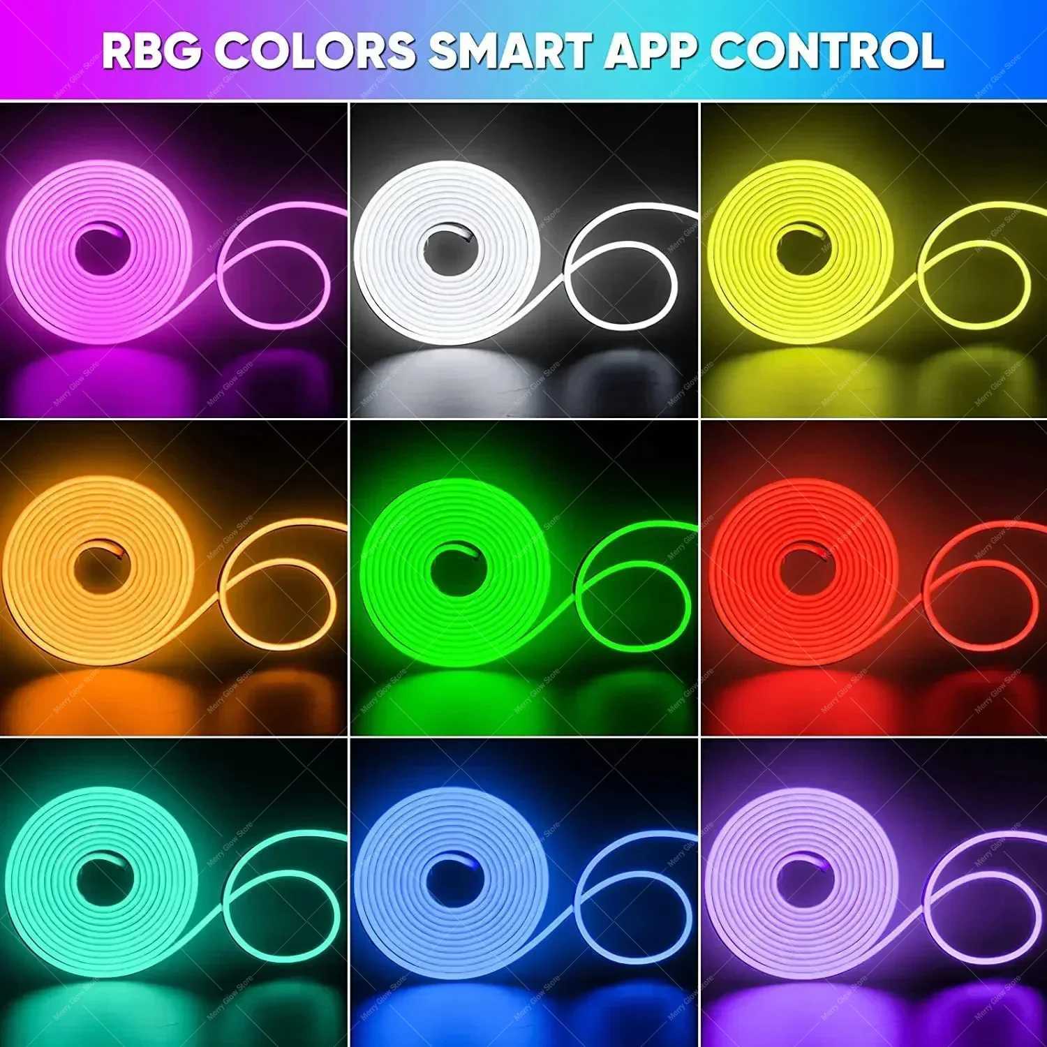 Christmas Smart Neon Rope Lights USB RGB LED Strip Lights APP Remote Control Color Changing DIY Flexible Music Sync for Gaming Room Decor Y251111