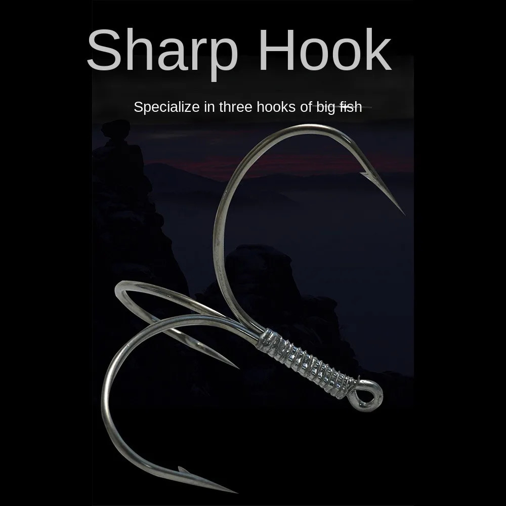 5Pcs Sharpened Strong Big Fishing Treble Barbed Hooks Fishhook Fishing Tackle Tools High Carbon Steel fishing Triple anchor hook 251103