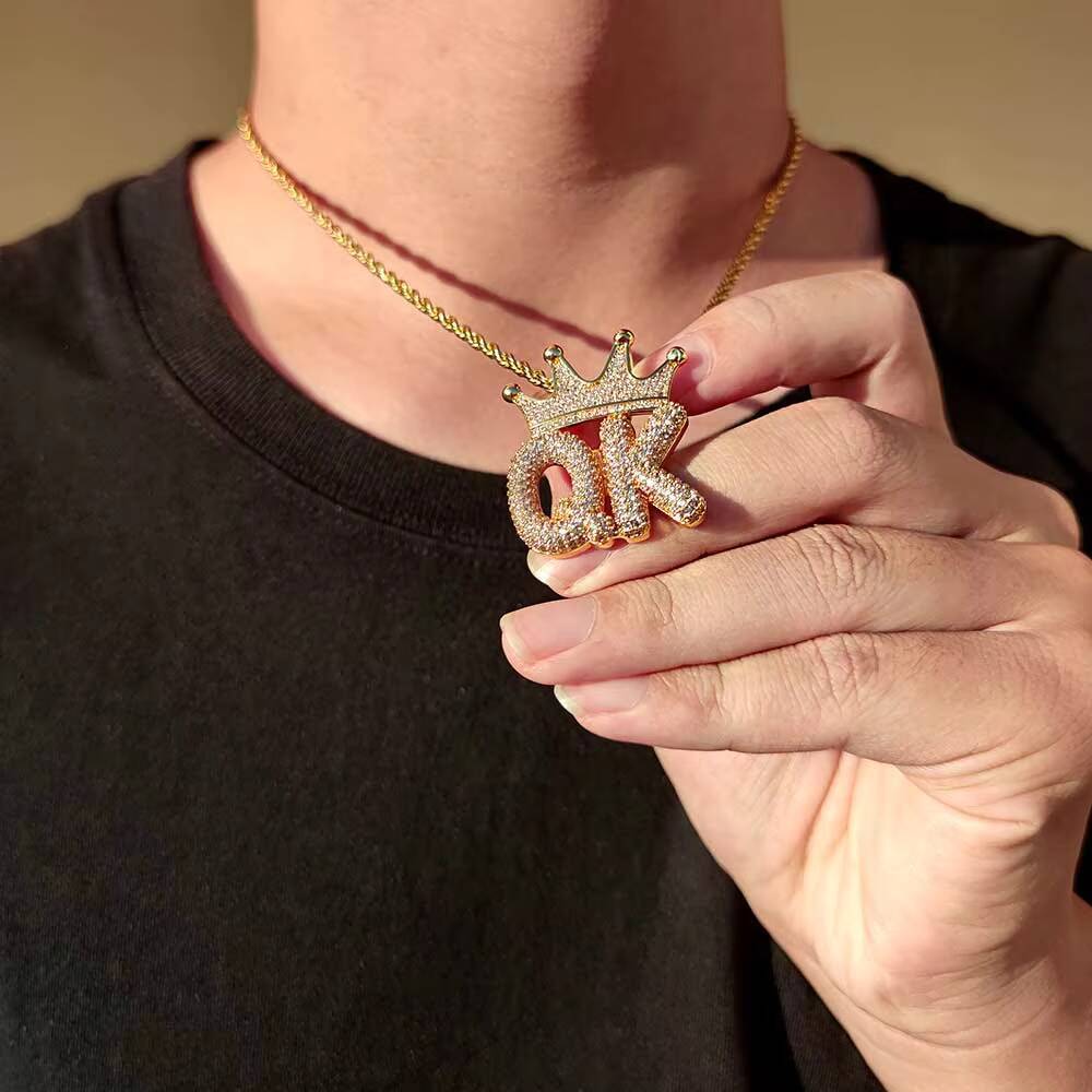 Custom Name Diamond Letter Necklaces Pendant Hip Hop Style Bling Iced Out Personalized Fine Jewelry for Men and Women Customizable