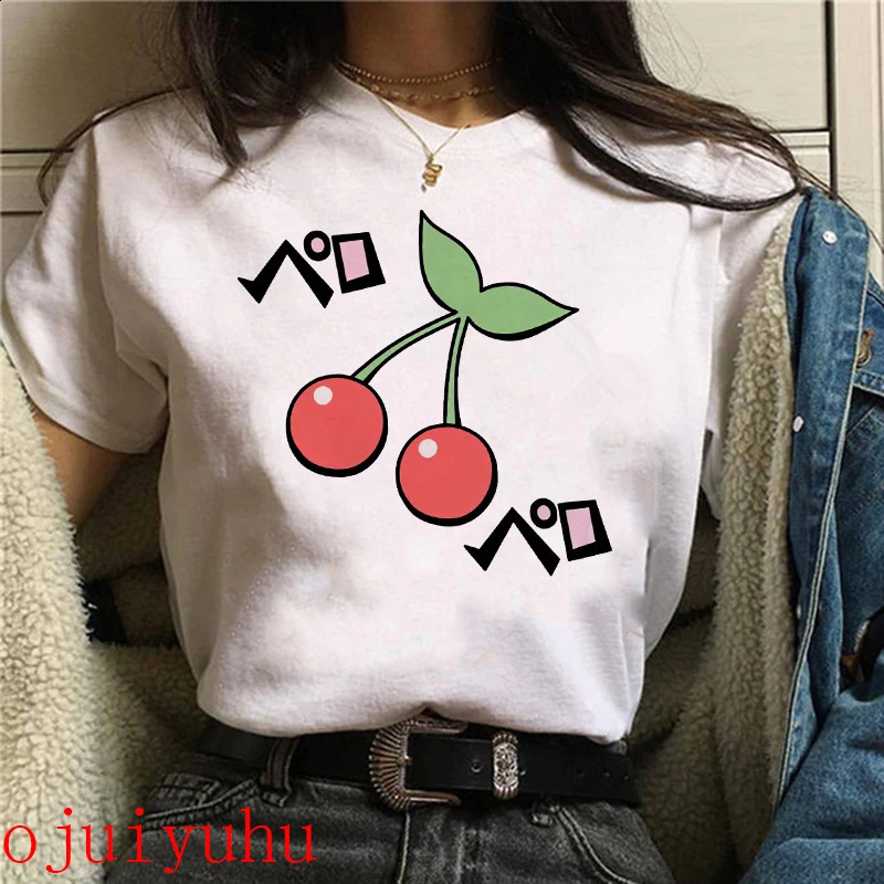 y2k sweet Strawberry Cherry Casual T-Shirts Gothic Tee Shirt Harajuku 90s Tshirt Women Summer Tops Streetwear Clothes250411