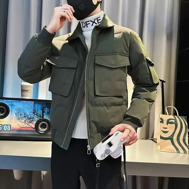Mens Winter Cotton Coat Arrival Korean Style Trendy Oversized Casual Jacket Thick Warm Fashionable Puffer for Men 251106