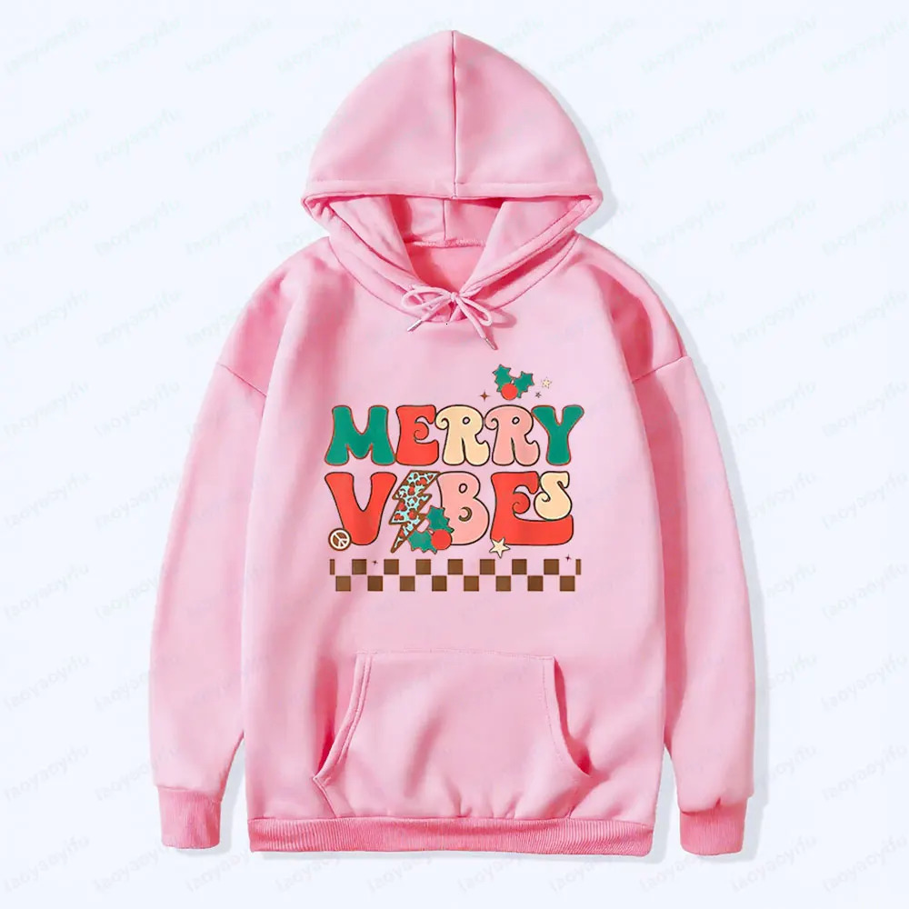 Christmas Merry Vibes Sweatshirt Christmas Matching Family Hoodies Holiday Men Women Boy Girl Tops Santa Claus Casual Clothing 251105