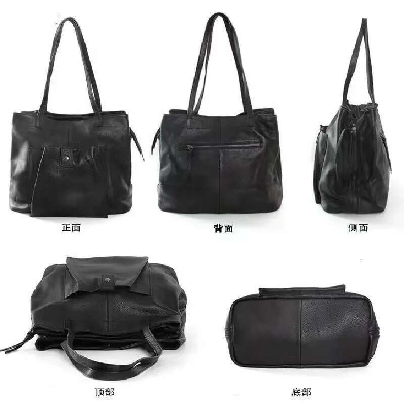 Designer Bag New Genuine Women's Vintage First Layer Soft Leather Large Capacity Multi-Compartment Shoulder Bag