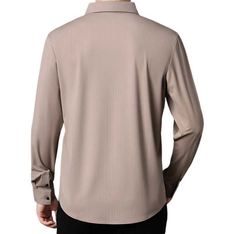 Mens Stretch Stripe Shirt - Elegant Slim Fit Long Sleeve for Business Casual Wrinkle-Resistant Office-to-Commute Wear M-4XL K251110